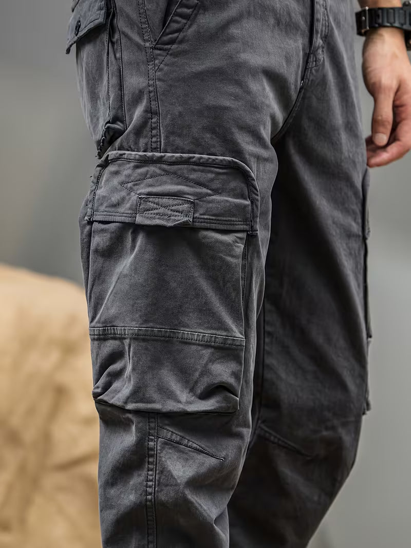Men's Cargo Trousers – Cotton Blend, Relaxed Straight Leg Fit