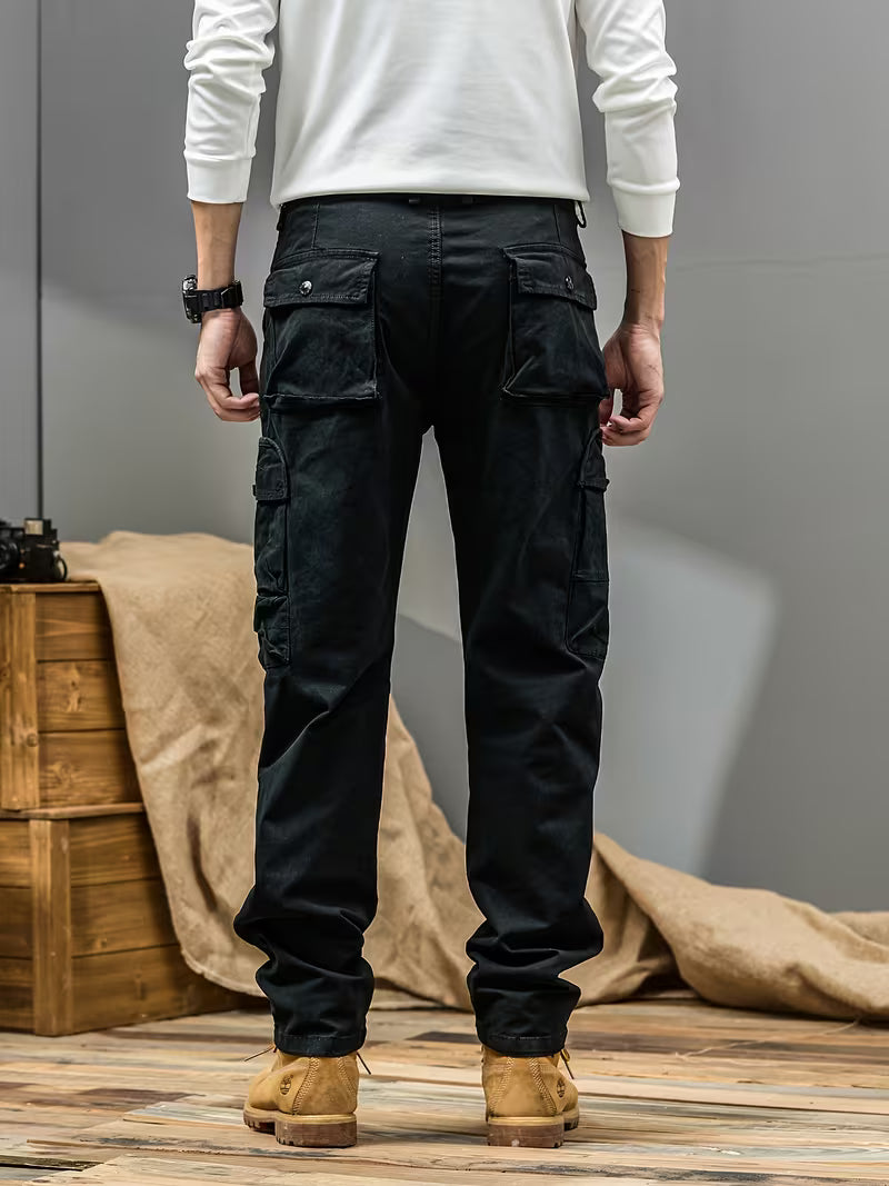 Men's Cargo Trousers – Cotton Blend, Relaxed Straight Leg Fit