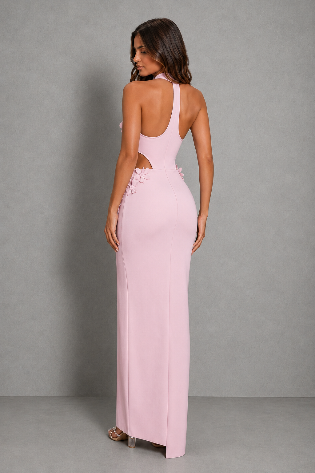 Women’s Halter Floral Maxi Dress with Side Split for Formal & Occasion Wear