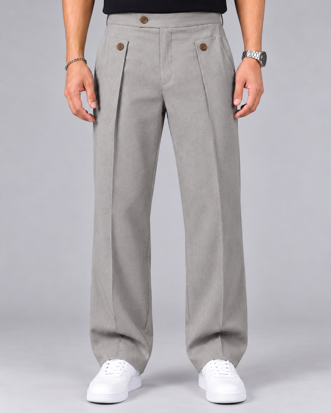 Men's Stretch Straight-Leg Trousers | Wrinkle-Resistant Smart Trousers