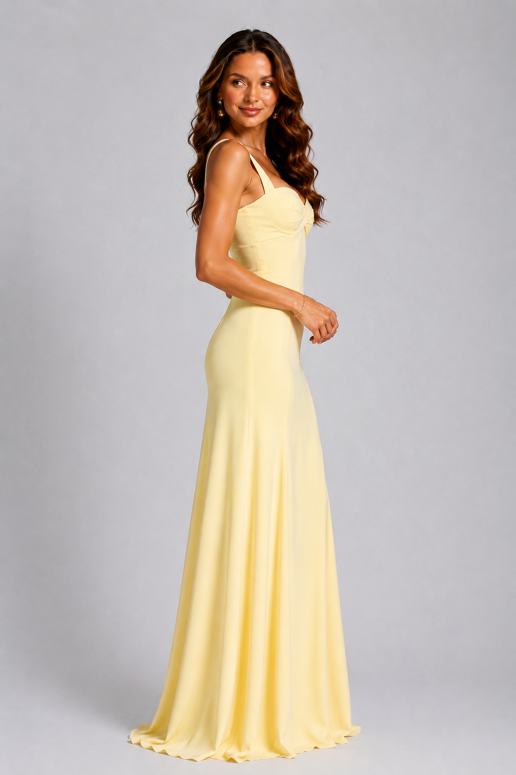 Women’s Chiffon Maxi Dress with Lace-Up Back for Wedding, Evening & Formal Wear