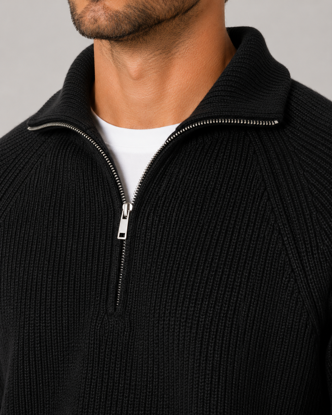 Linden | Quarter-Zip Ribbed Mock Neck Pullover