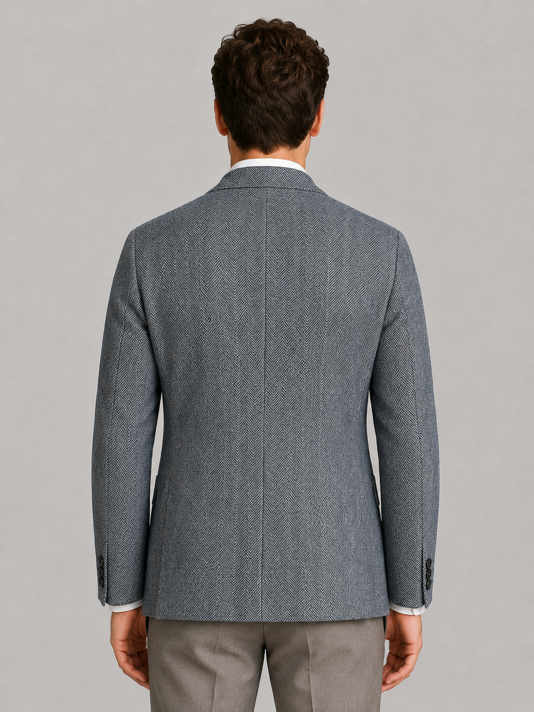 Men's Herringbone Blazer – Patch Pockets, Tailored Fit