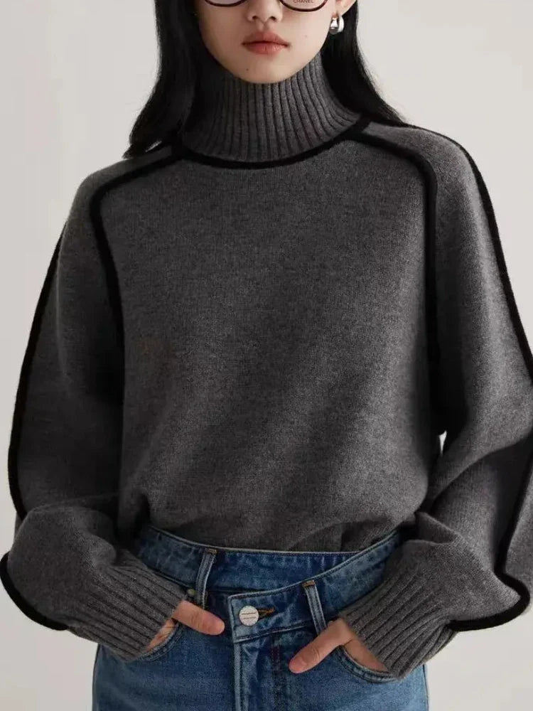Ribbed Turtleneck Sweater – Women's Knit Top | Sophia