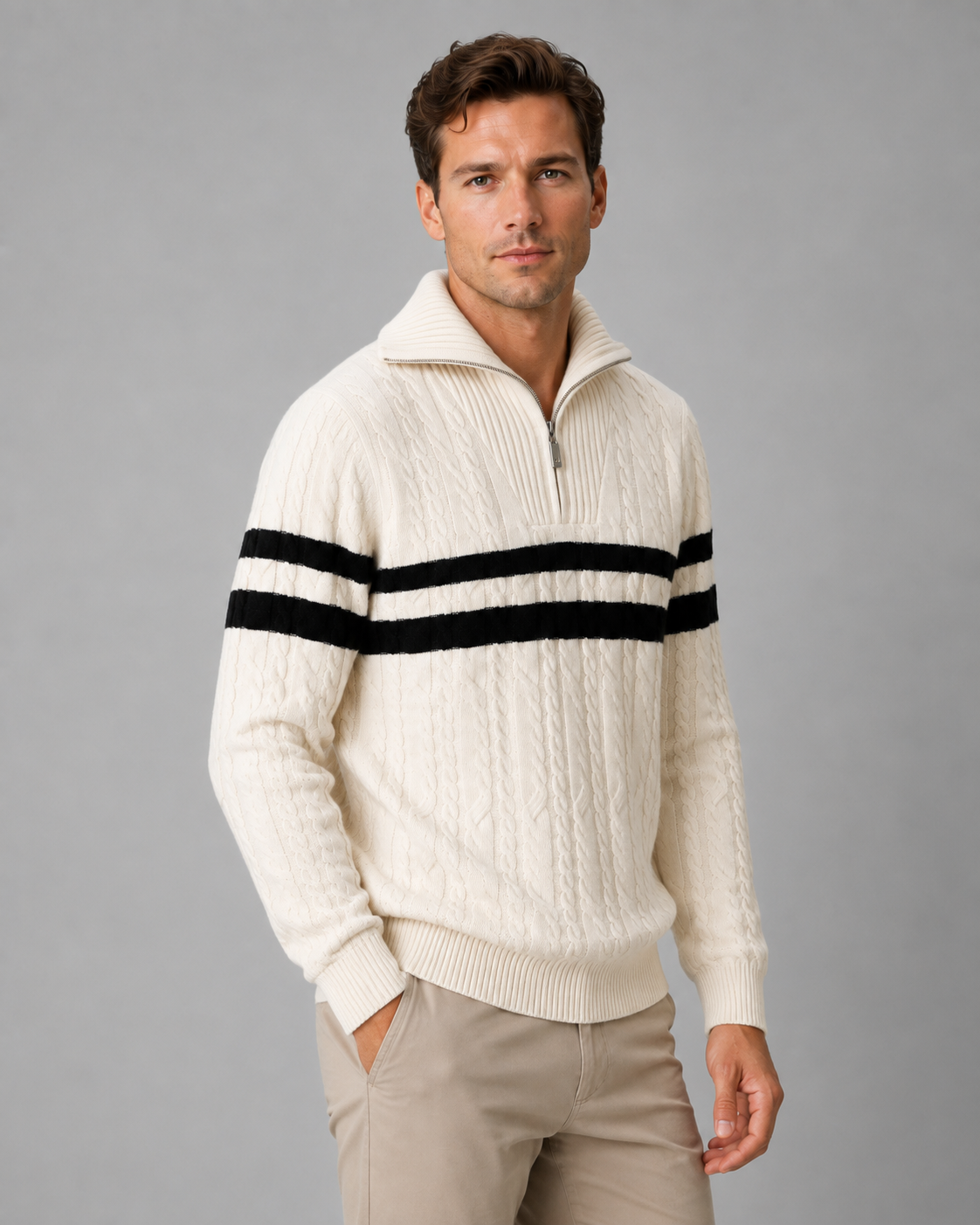 Wendell | Cable Knit Quarter-Zip Sweater