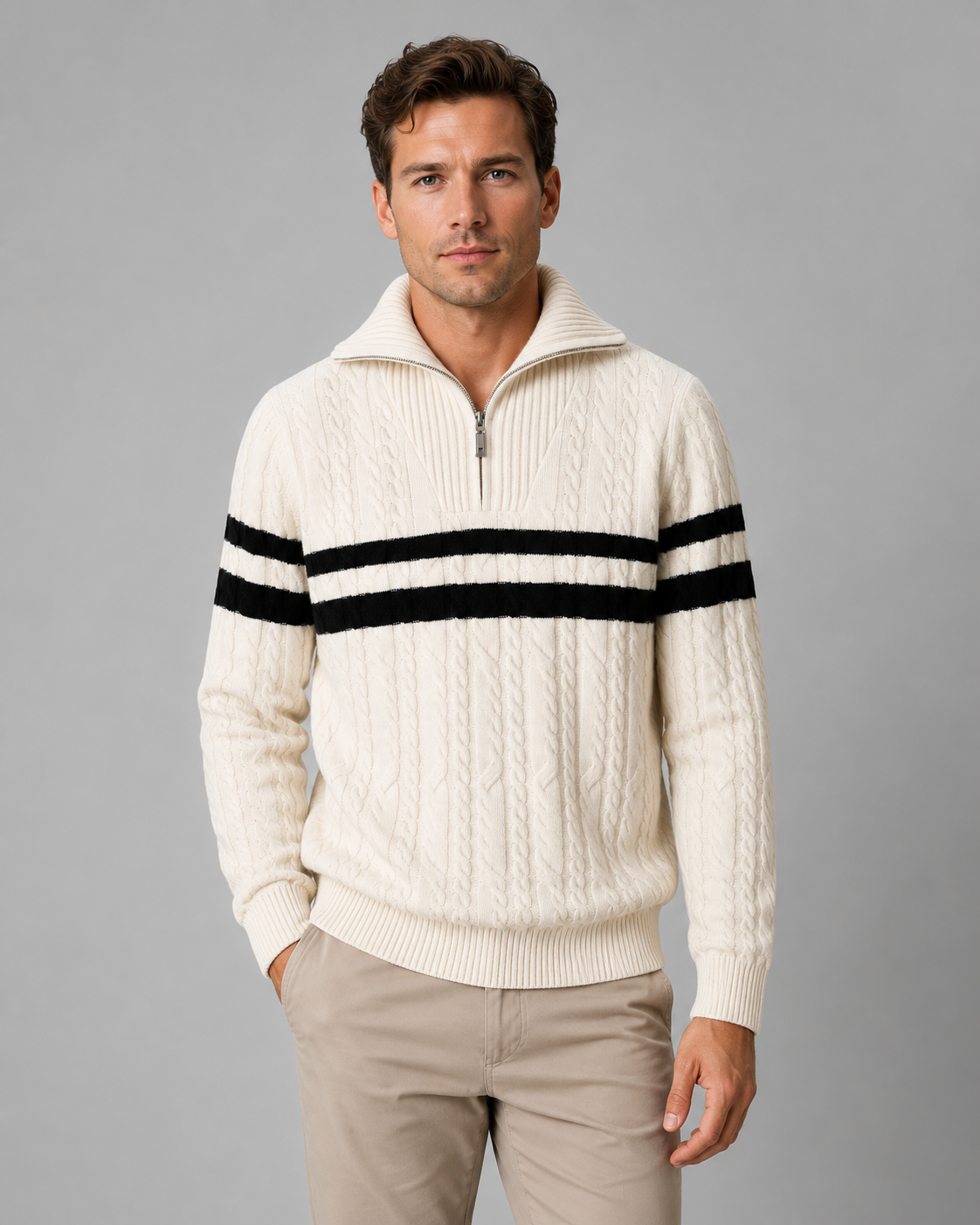 Wendell | Cable Knit Quarter-Zip Sweater