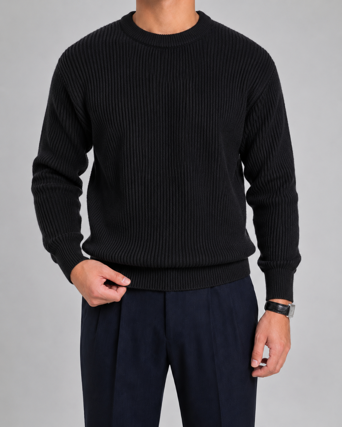 Silvio | Ribbed Knit Crewneck Sweater