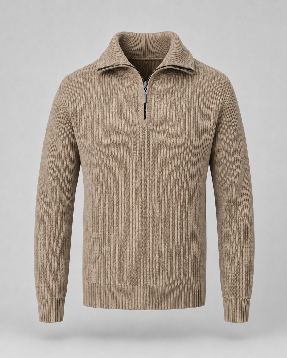 Quentin | Ribbed Collared Quarter-Zip Sweater