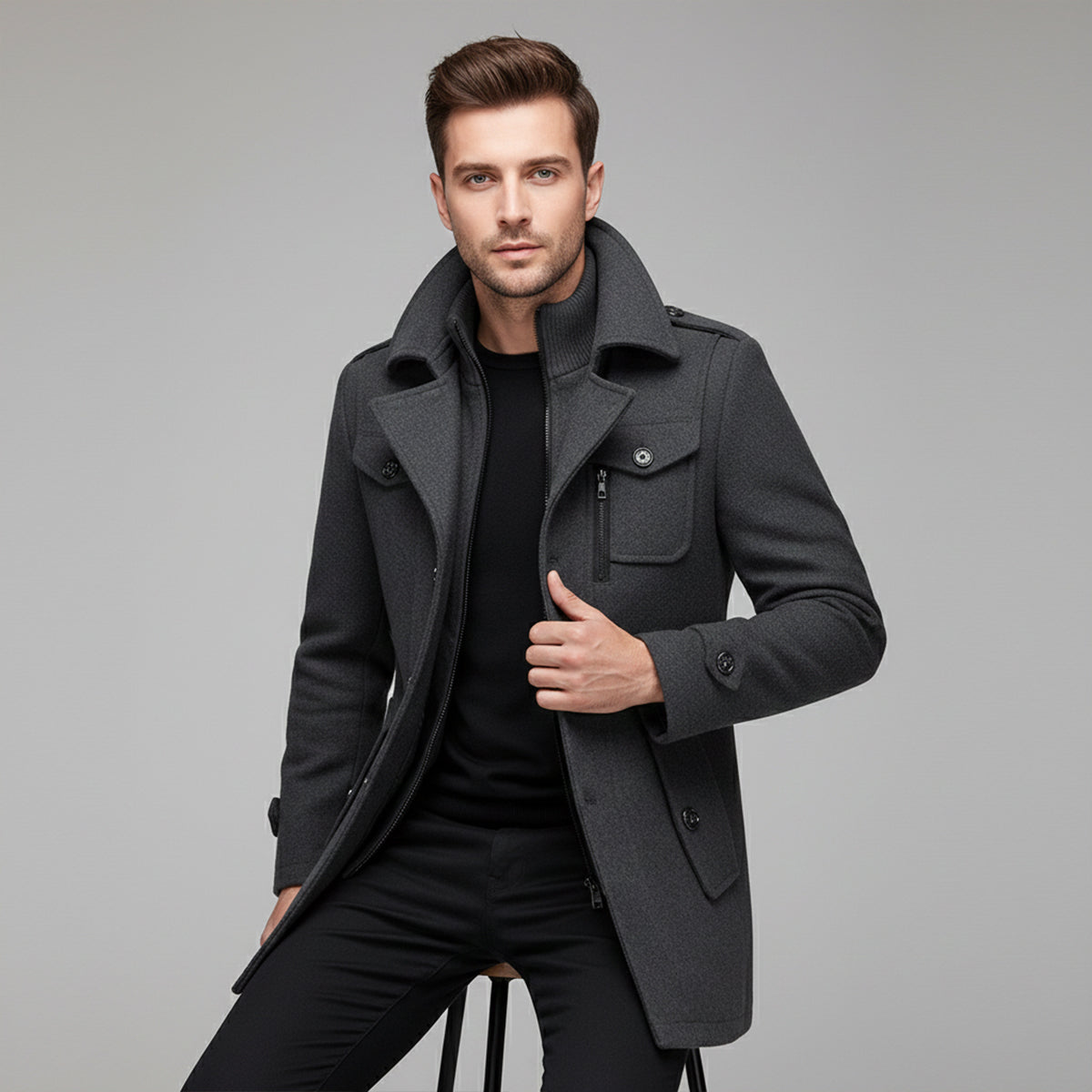 The Somerset Men's Elegant Winter Wool Blend Coat