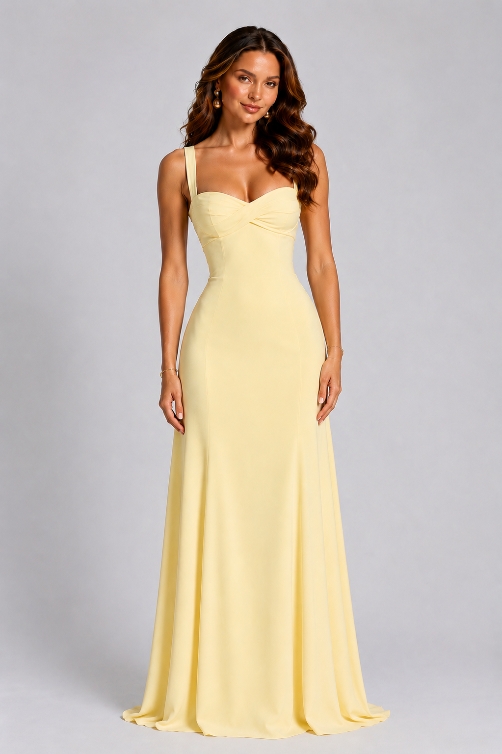 Women’s Chiffon Maxi Dress with Lace-Up Back for Wedding, Evening & Formal Wear