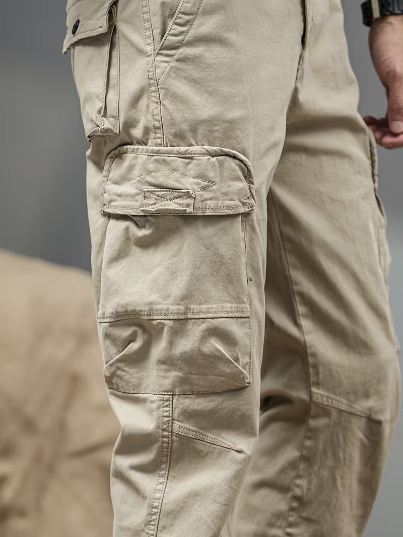 Men's Cargo Trousers – Cotton Blend, Relaxed Straight Leg Fit