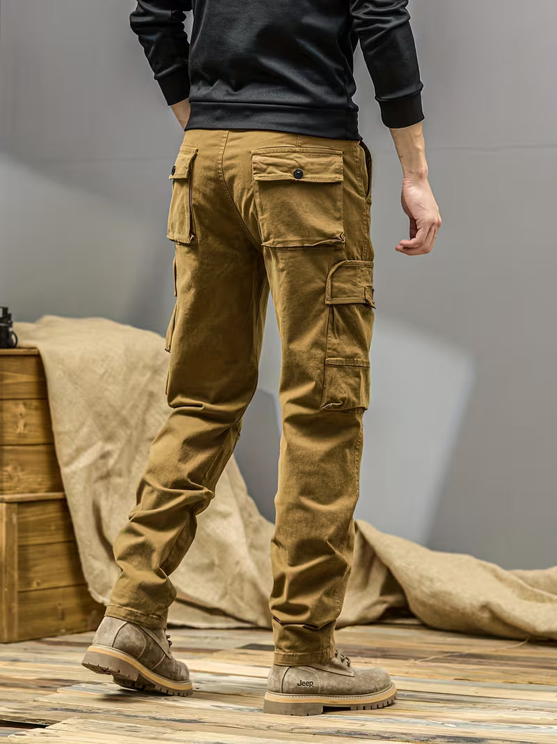 Men's Cargo Trousers – Cotton Blend, Relaxed Straight Leg Fit