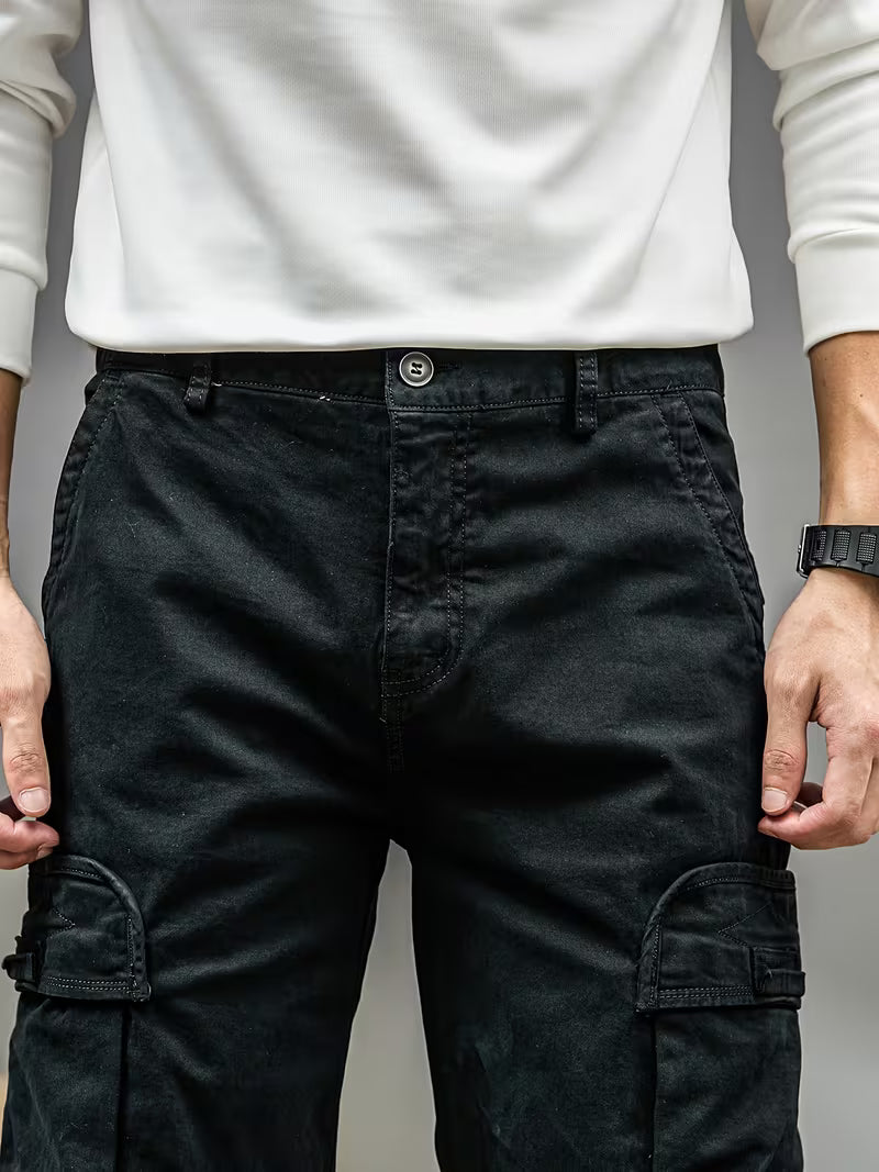 Men's Cargo Trousers – Cotton Blend, Relaxed Straight Leg Fit