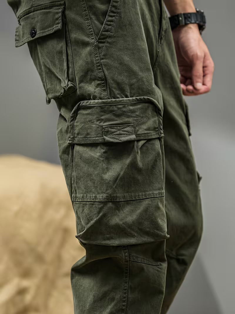 Men's Cargo Trousers – Cotton Blend, Relaxed Straight Leg Fit