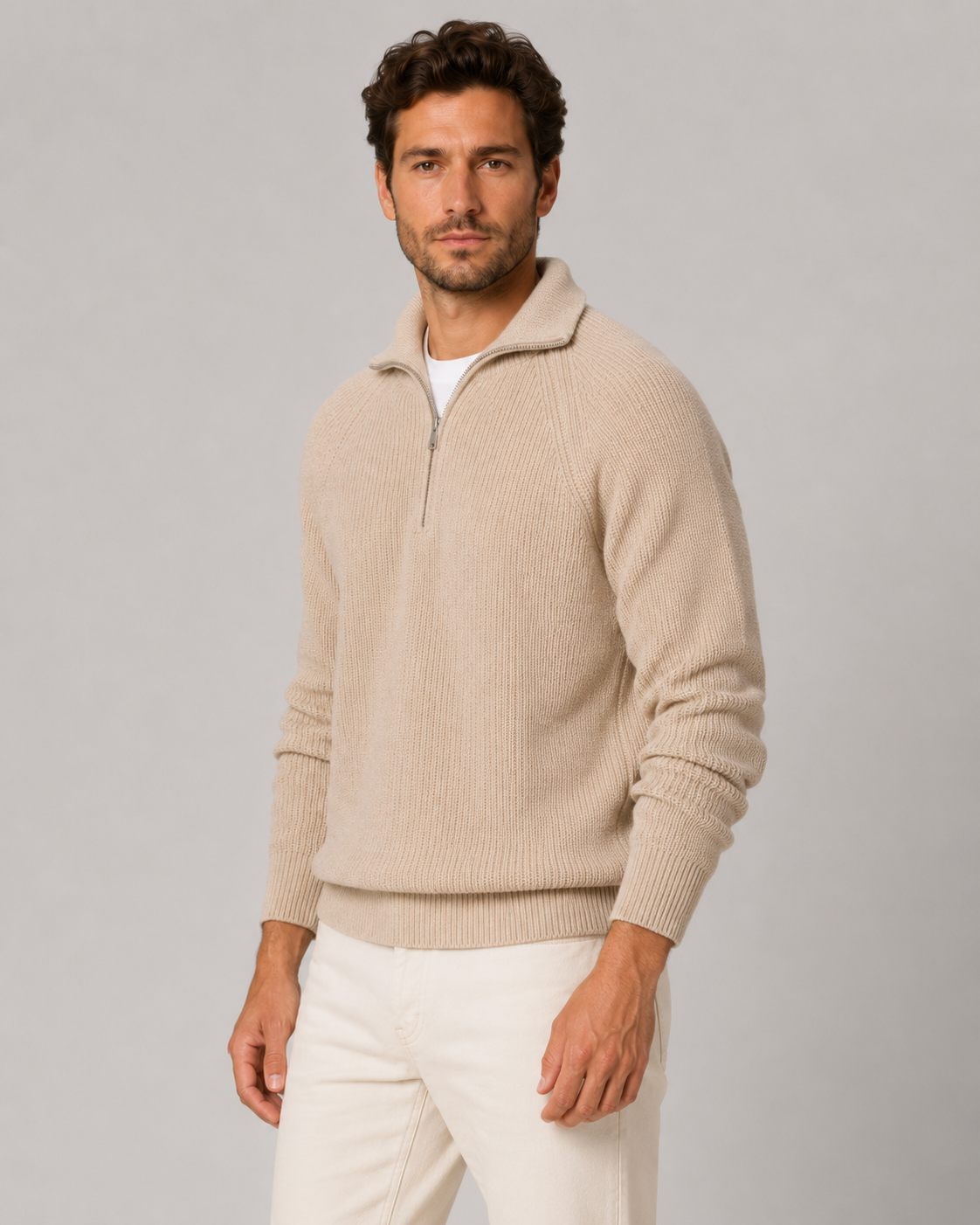 Linden | Quarter-Zip Ribbed Mock Neck Pullover