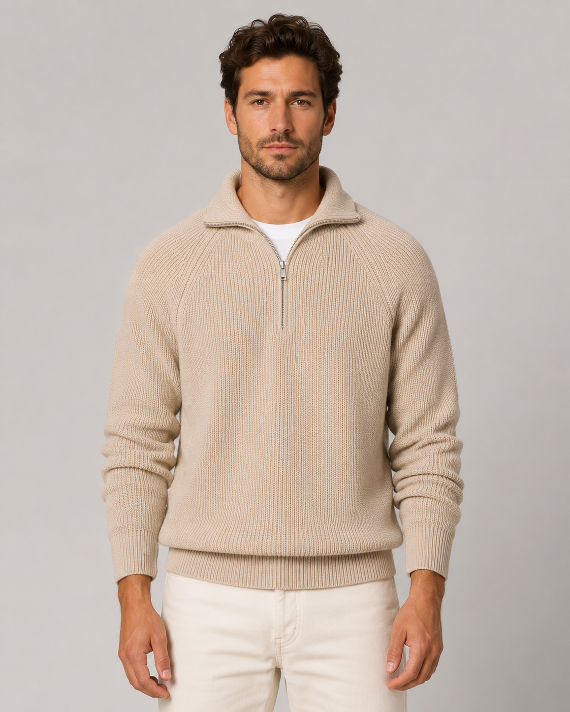 Linden | Quarter-Zip Ribbed Mock Neck Pullover