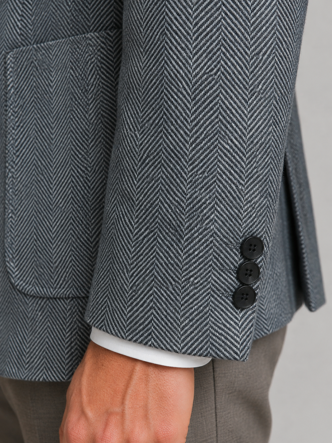 Men's Herringbone Blazer – Patch Pockets, Tailored Fit