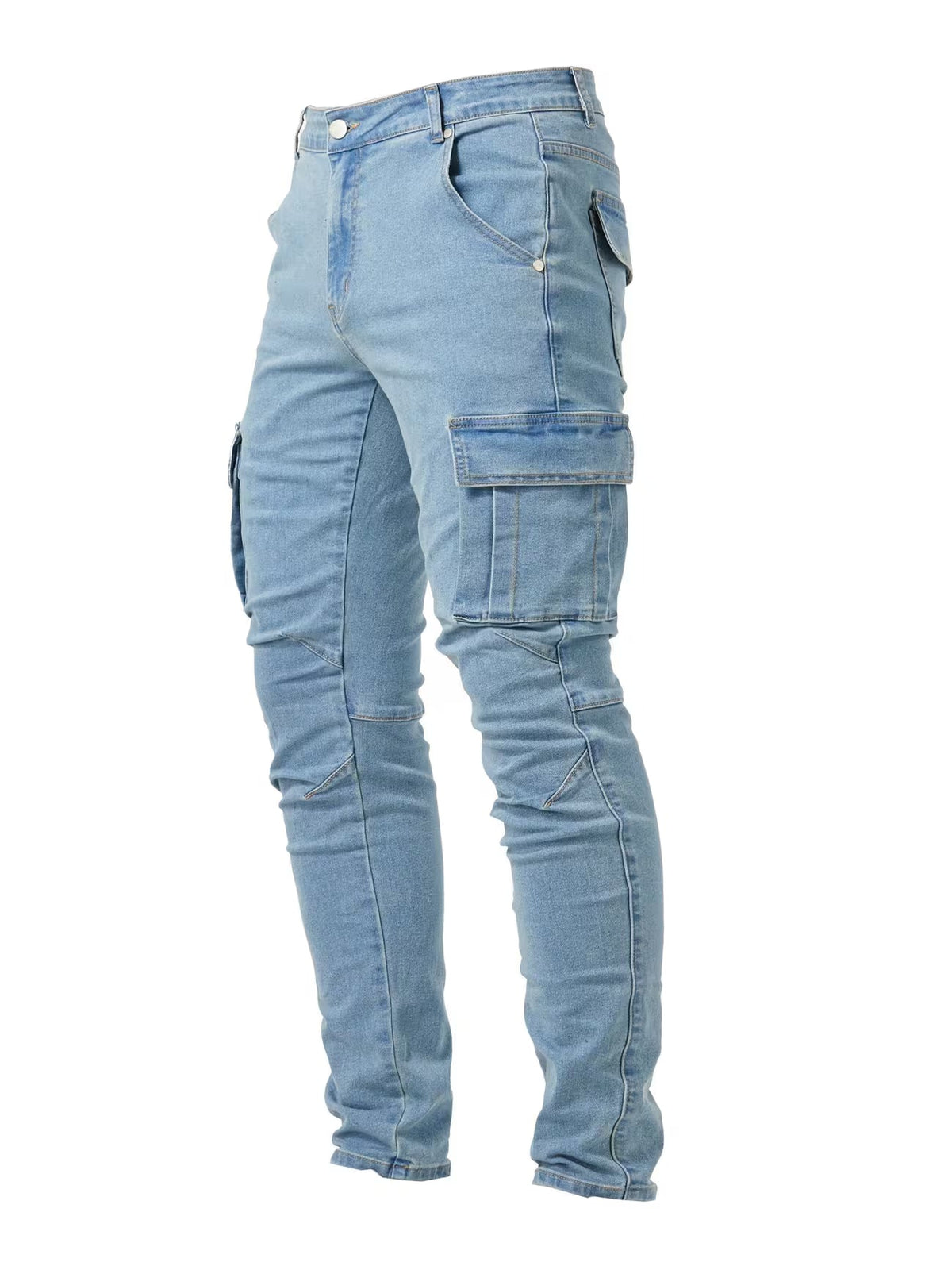 Men's Stretch Denim Cargo Trousers – Utility Style, Streamlined Fit