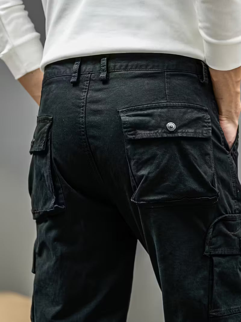 Men's Cargo Trousers – Cotton Blend, Relaxed Straight Leg Fit