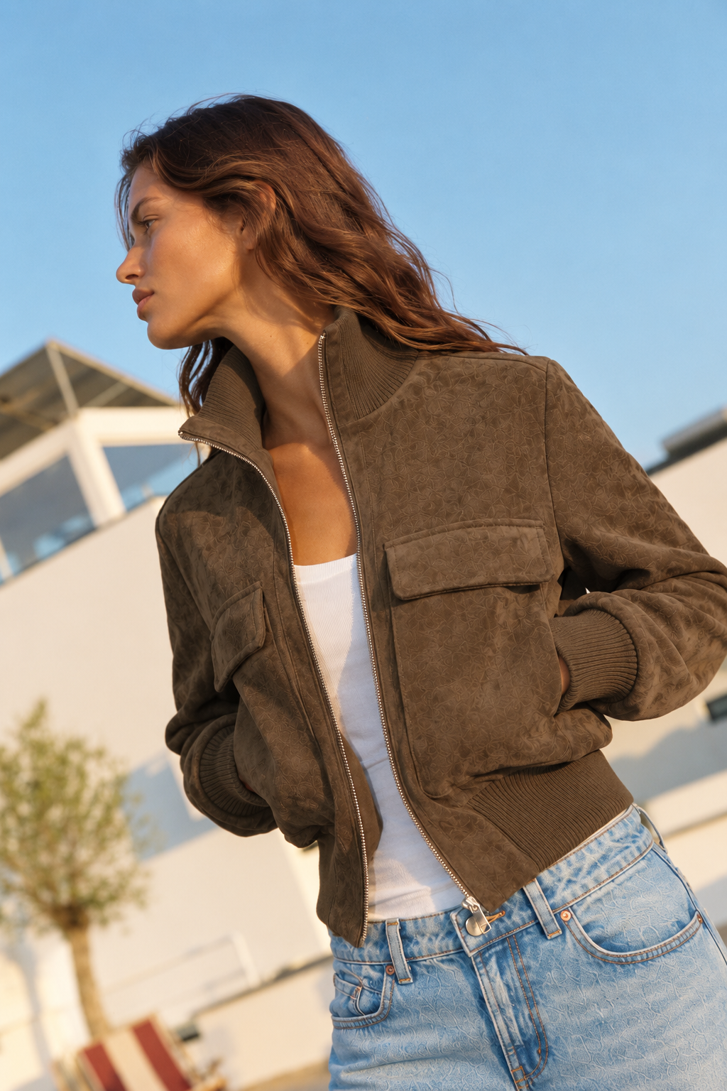 Romilly | Suede Bomber Jacket