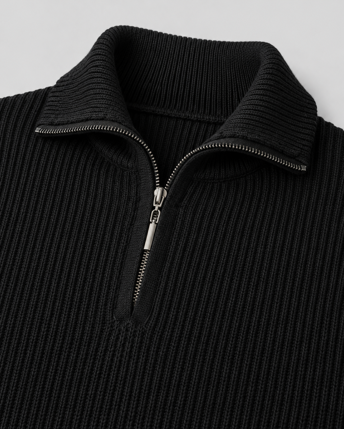 Quentin | Ribbed Collared Quarter-Zip Sweater